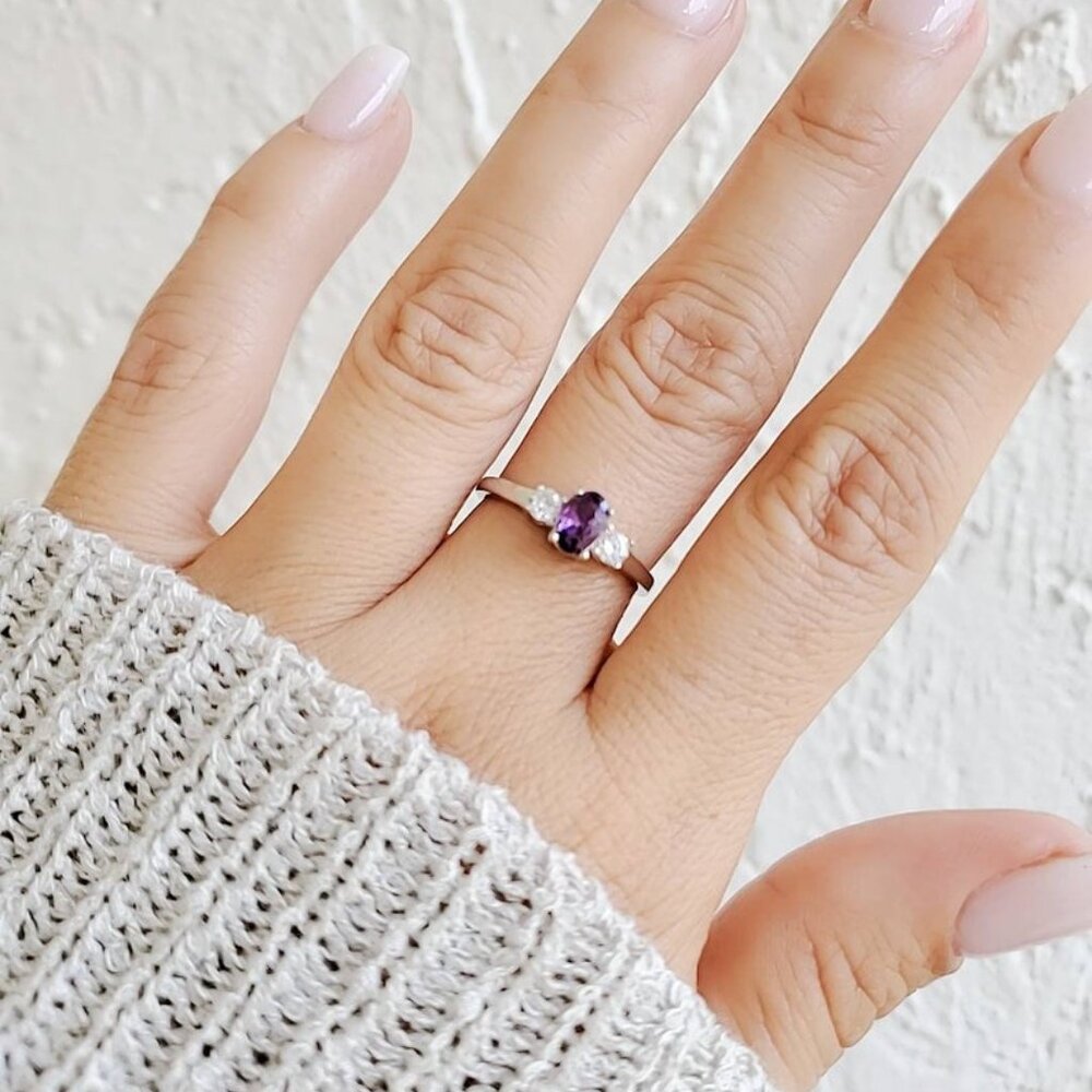 Sterling Silver Amethyst Ring, Brides Ring, Promi… - image 8